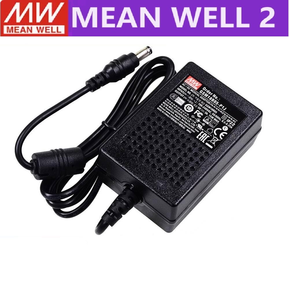 MEAN WELL Gsm18b GSM18B05-P1J GSM18B12-P1J GSM18B24-P1J 18 Wát AC-DC đáng tin cậy màu xanh lá cây y tế Adaptor