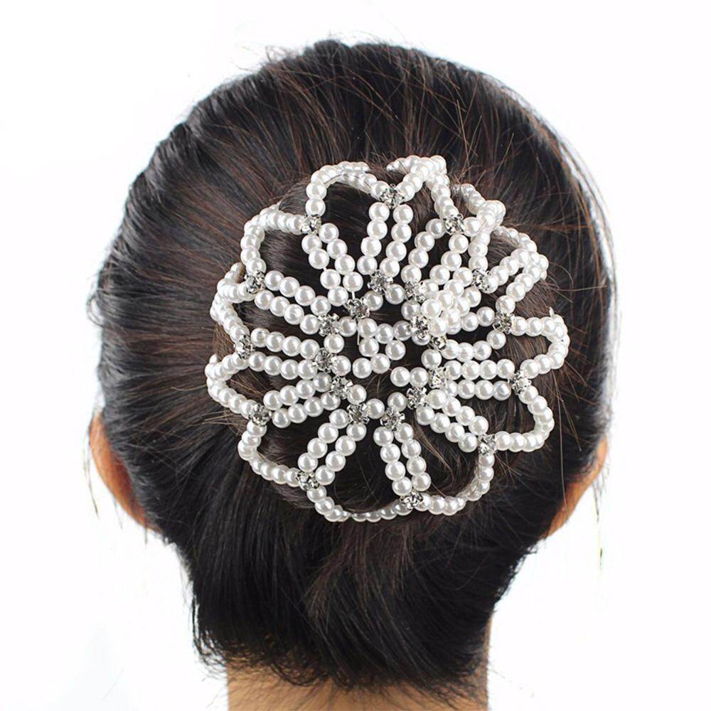 Furling Girl Handmade Crochet Pearl Elastic Hair Nets Ballet