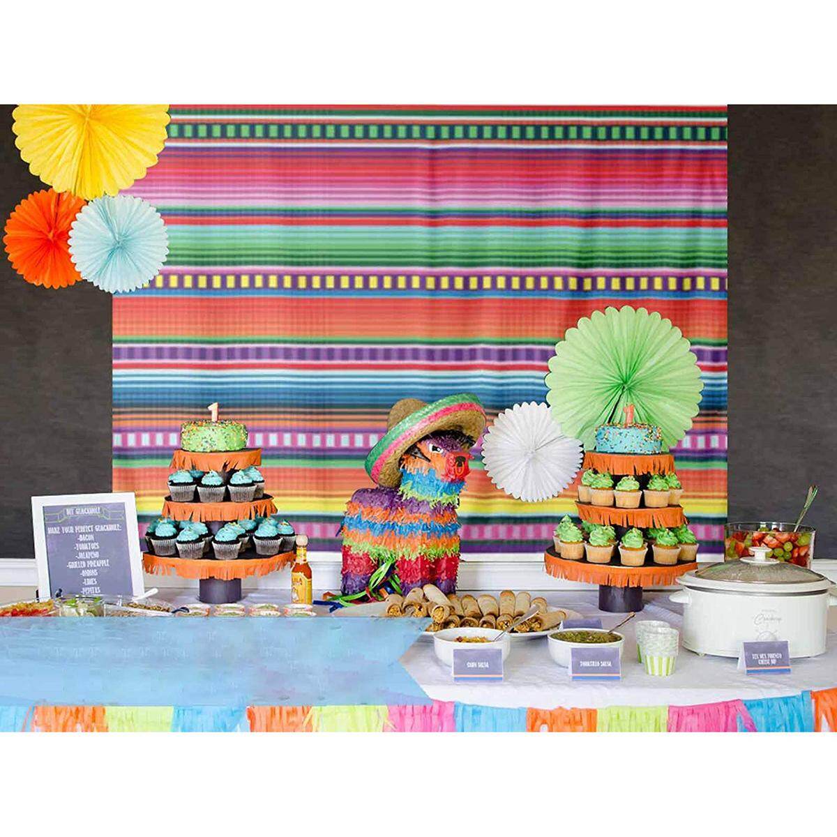 R Fiesta Theme Party Stripes Backdrop Cinco De Mayo Mexican