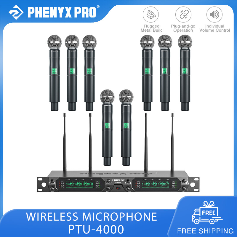 Phenyx Pro PTU-4000 Wireless Microphone System 8-Channel UHF Mic with Metal Handheld Wireless Mics 260ft Range Fixed Frequency Dynamic Microphone for Karaoke Church Singing DJ ราคา 13,181 บาท*ส่งฟรี