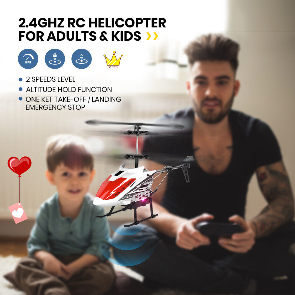 holy stone&deerc de51 mini metal rc remote control helicopter altitude hold rc airplane with gyro for baby boy girl beginner,2.4ghz aircraft indoor flying toy with 3 channel,high&low speed,led light,fairy robots flying toys for kids 3