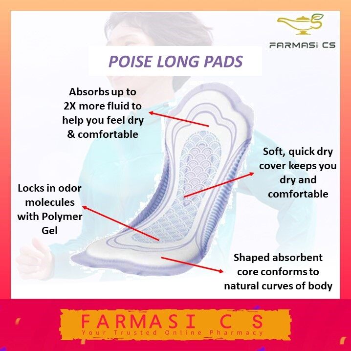 Poise Long Pads for Bladder Leakage Protection 27.6cm ( 14 pads x 1