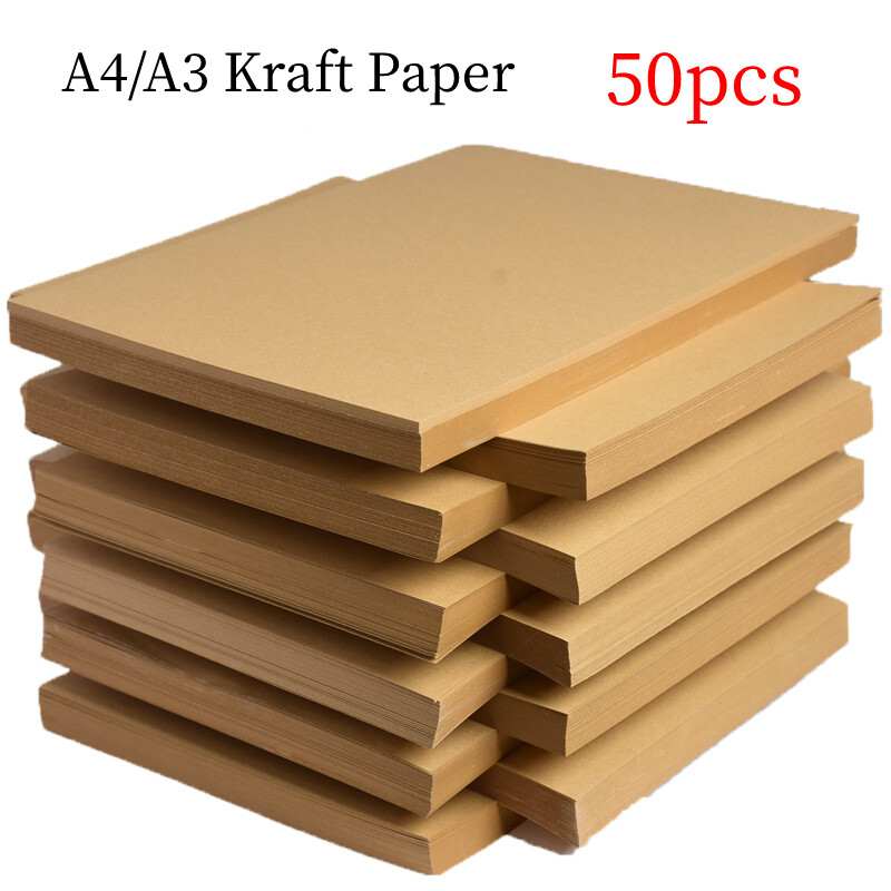 50 tờ giấy kraft a3 a4 4k 8k thẻ kraft nâu 200gsm để vẽ phác thảo phong bì giấy