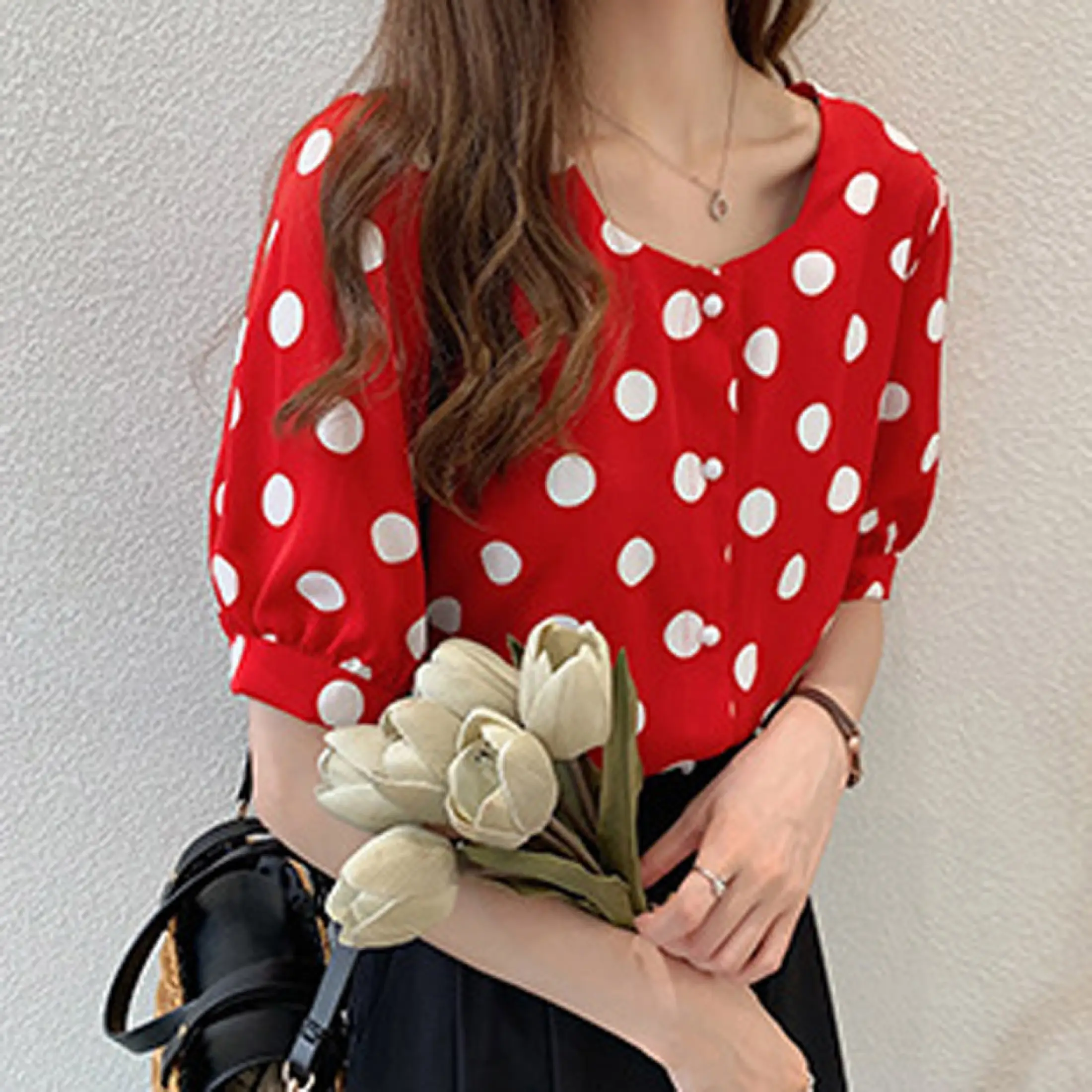 polka dot summer blouse