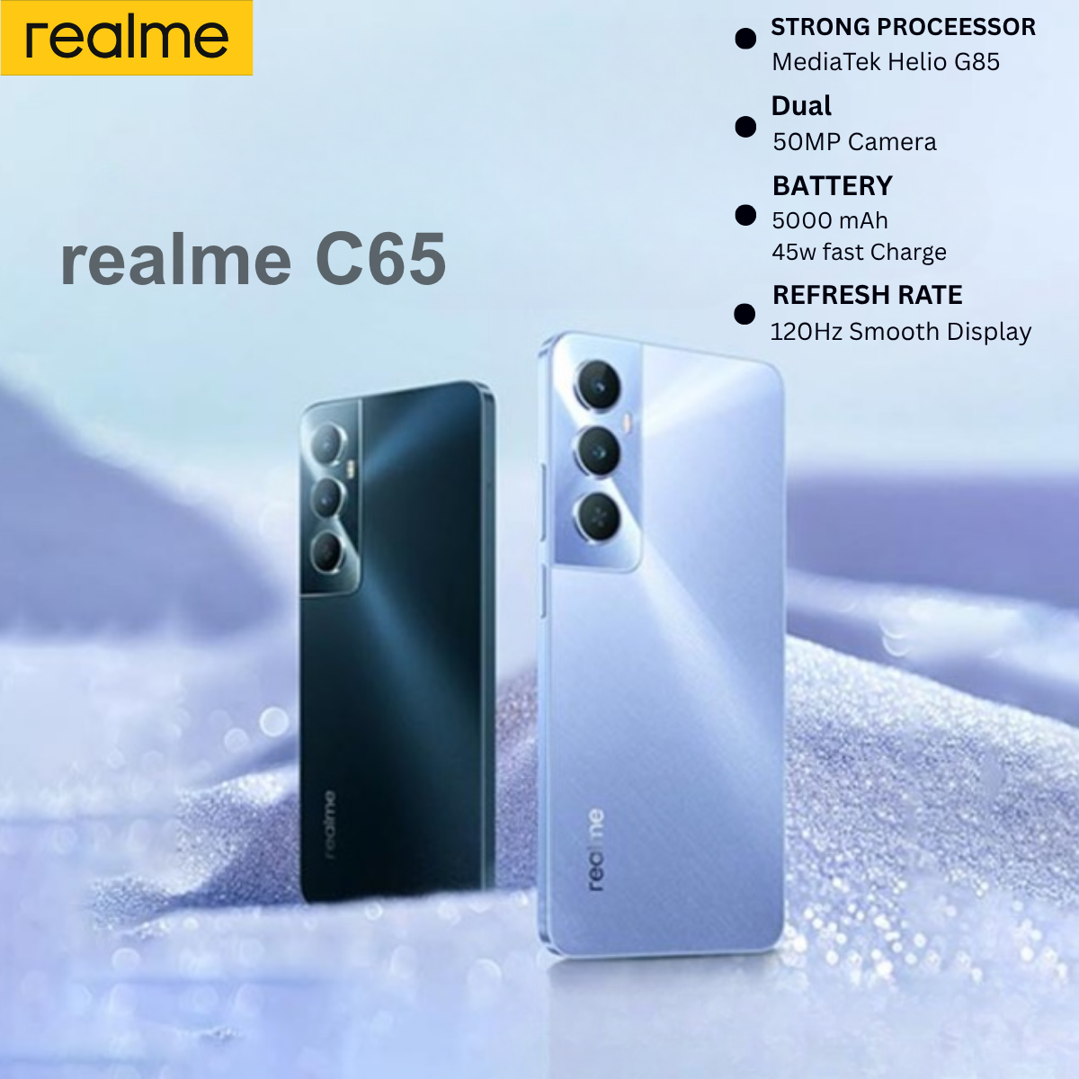 Realme C65 8Gb Ram 256Gb Rom 45W Fast Charge 5000Mah Battery