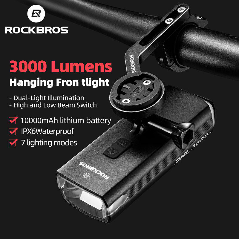 Rockbros Đèn Trước Xe Đạp 3000LM đạp xe không thấm nước treo đèn pha Loại-C sạc độ sáng cao MTB xe đạp đường trường đèn Pin