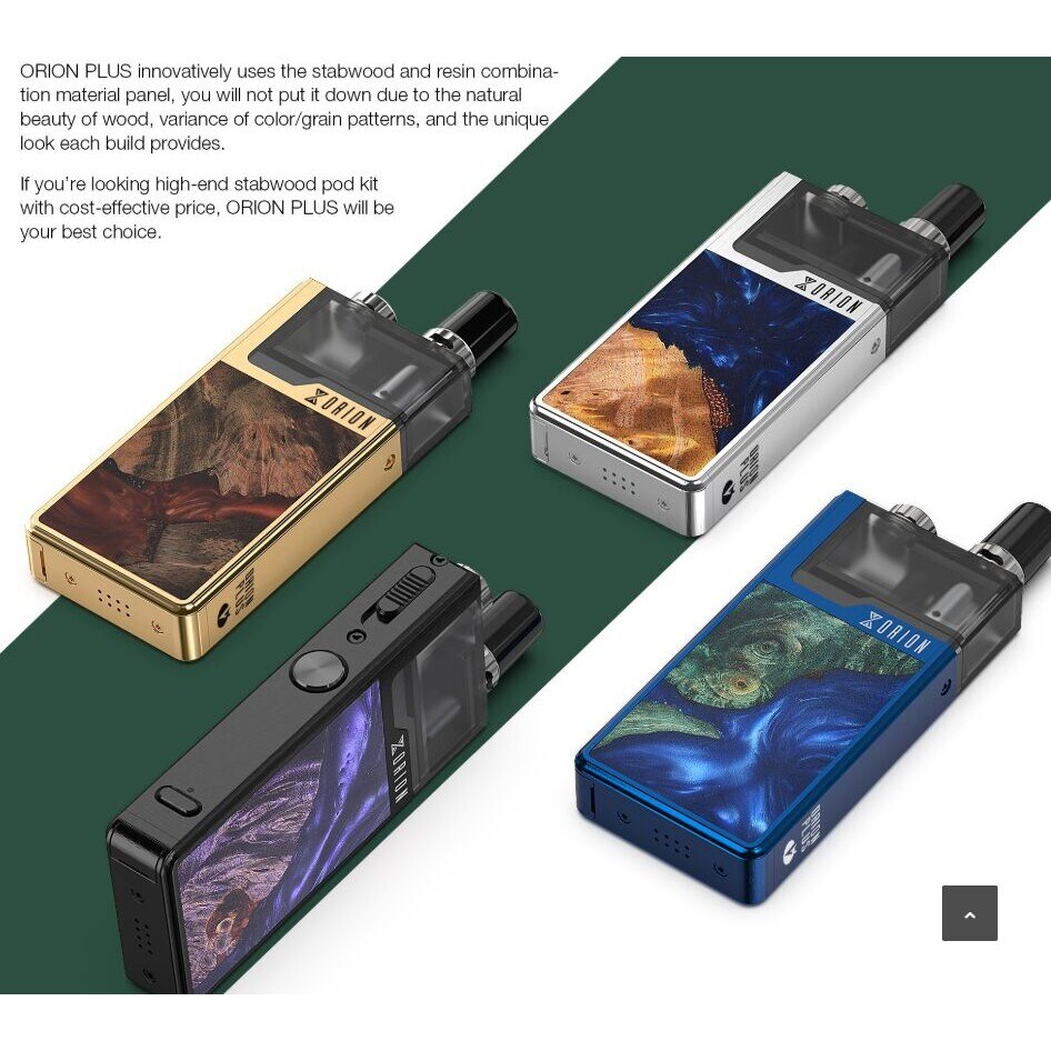 Original Lost Vape Orion / Orion Plus Stabwood Pod Mod DNA Go Chip 40w 2ml  Cartridge 950mAh Battery