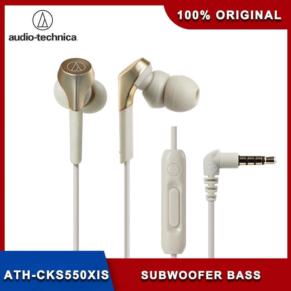 Audio Technica ATH-CKS550XIS 3.5mm tai nghe có dây HIFI trong tai Tai nghe nhét tai âm bass sâu Hi-Res tai nghe 1 nút điều khiển từ xa với Mic
