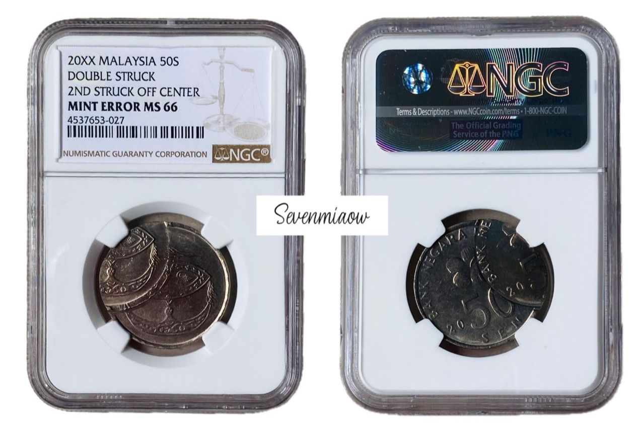 Malaysia 50 Sen Error Coins Collection - Ngc Mint Error Ms66 & 5