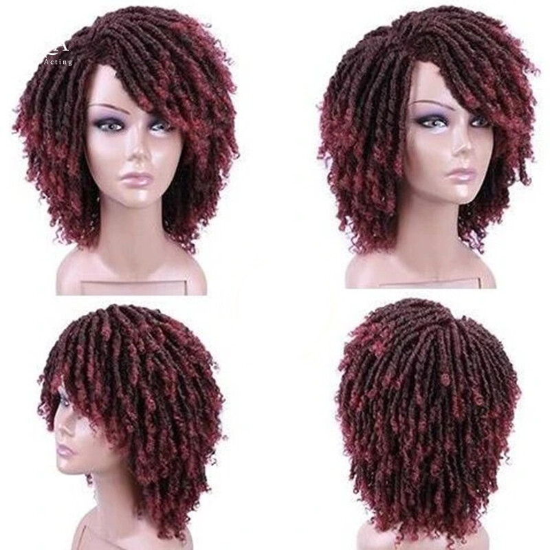 Gambar High Quality Dreadlock Short Twist Curly Popular Wigs Women s Mid length Wig Women s Dreadlock Short Twist Curly Popular Wigs High Quality Mid length Wig Halloween Party Cosplay Props