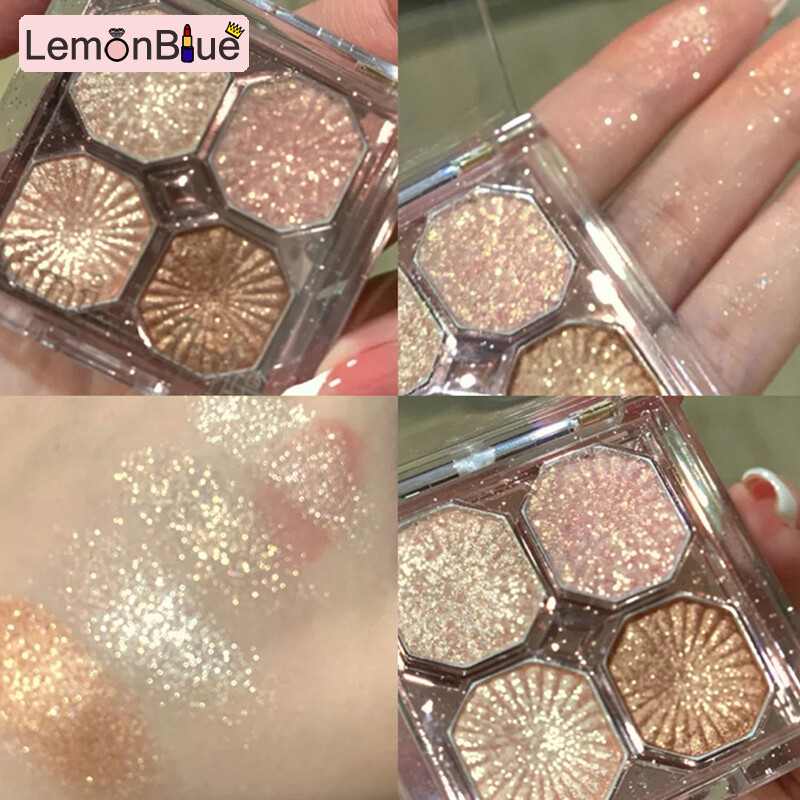 Gambar 4 Colors Eyeshadow Palette Highlight Shimmering Naturally Long Lasting No 4 Colors Highlight Shimmering fashionable Eyeshadow Palette eye makeup