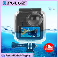 PULUZ เคสดำน้ำกระเป๋ากล้องกันน้ำสำหรับ GoPro MAXขนาด45ม. พร้อมหัวเข็มขัดติดตั้งแบบธรรมดาและสกรู