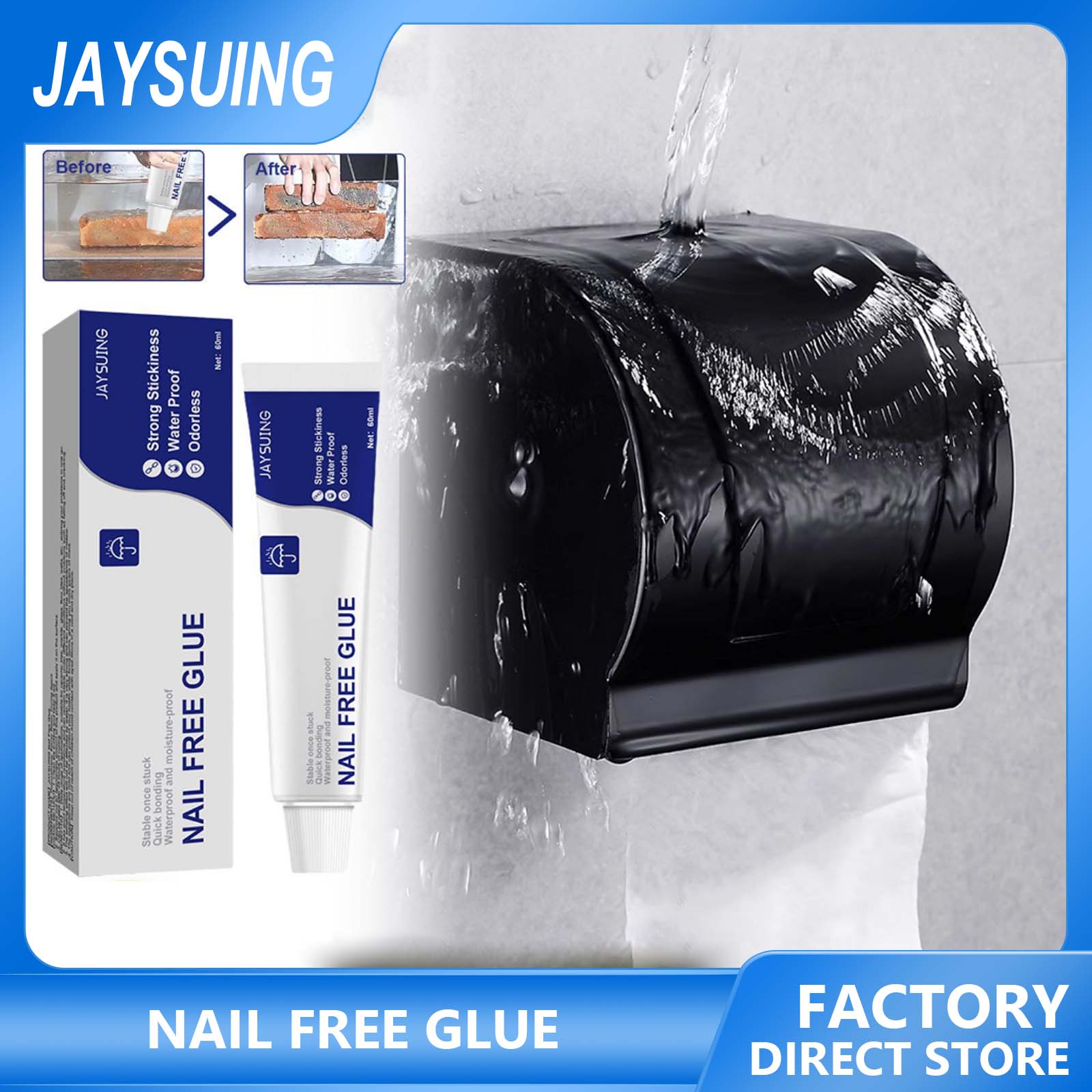 Jaysuing Nail Free Glue Ultra-Strong Universal Sealant Glue Super Strong Adhesive And Fast Drying Glue Super Glue White Latex Super Nail Free Glue Fast Dry Strong Bonding Glass Metal Stone Wood Plastic Universal Adhesive ราคา 250 บาท*ส่งฟรี