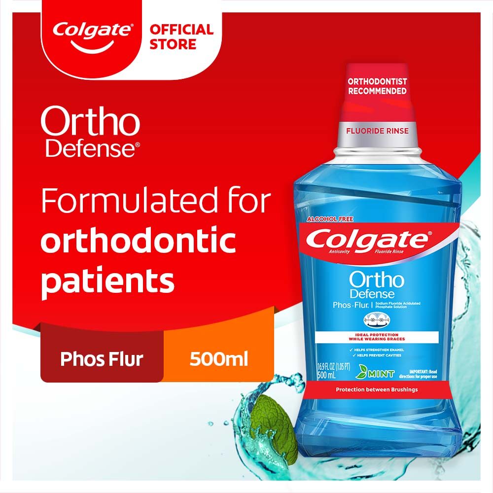 Gambar Colgate Phos Flur OrthoDefense Cool Mint Professional Mouthwash 500ml