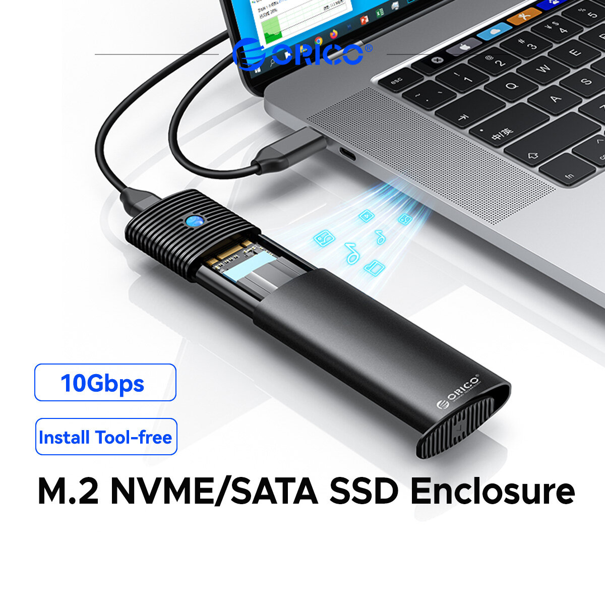  ORICO M.2 NVMe ổ SSD SATA bao vây usb3.2 siêu tốc SSD lên đến 4TB dễ dàng để dụng cụ lắp miễn phí Hỗ trợ 2280 2260 2242 2230 
