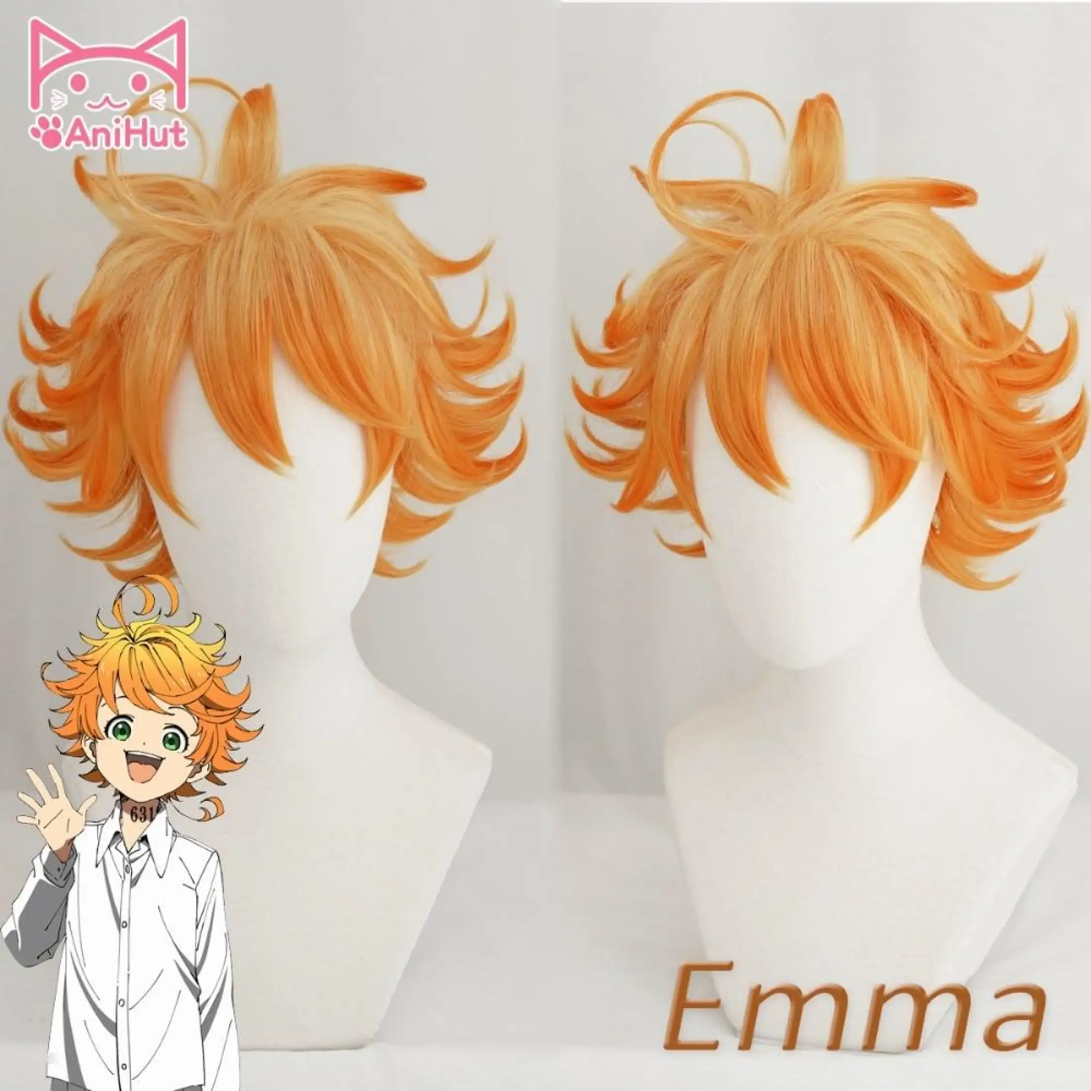 Curly Orange Wig for Girl Costume Anime Figure Cosplay Emma Wig Cosplay Costume Hair