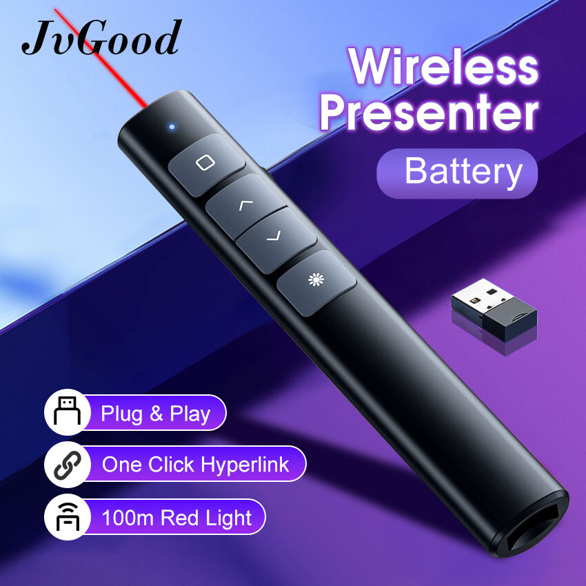 Jvgood bút trình chiếu không dây bút chỉ laser bút bấm trình chiếu usb rf thông dụng 2.4ghz trình chiếu văn phòng với siêu liên kết cho keynote ppt mac máy tính xách tay