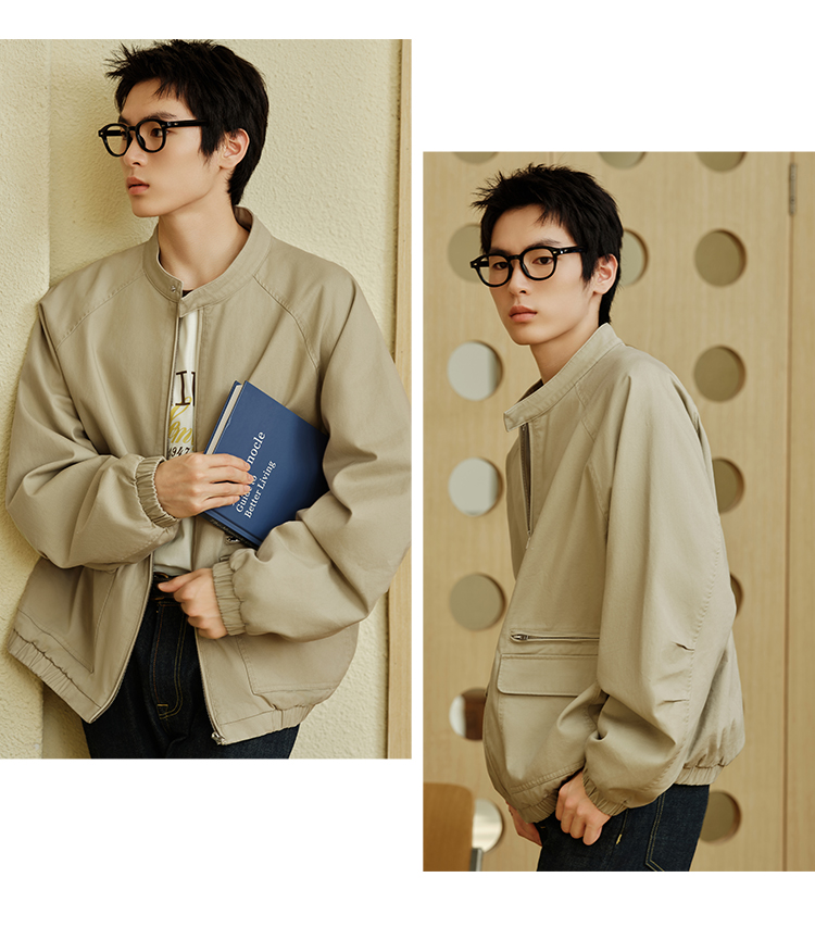 Semir Men'S Jacket For Autumn 2024 Trendy Vintage Work Clothes Jacket Loose Fit Solid Color Featuring Drop-Shoulder Sleeves Versatile Top · v4