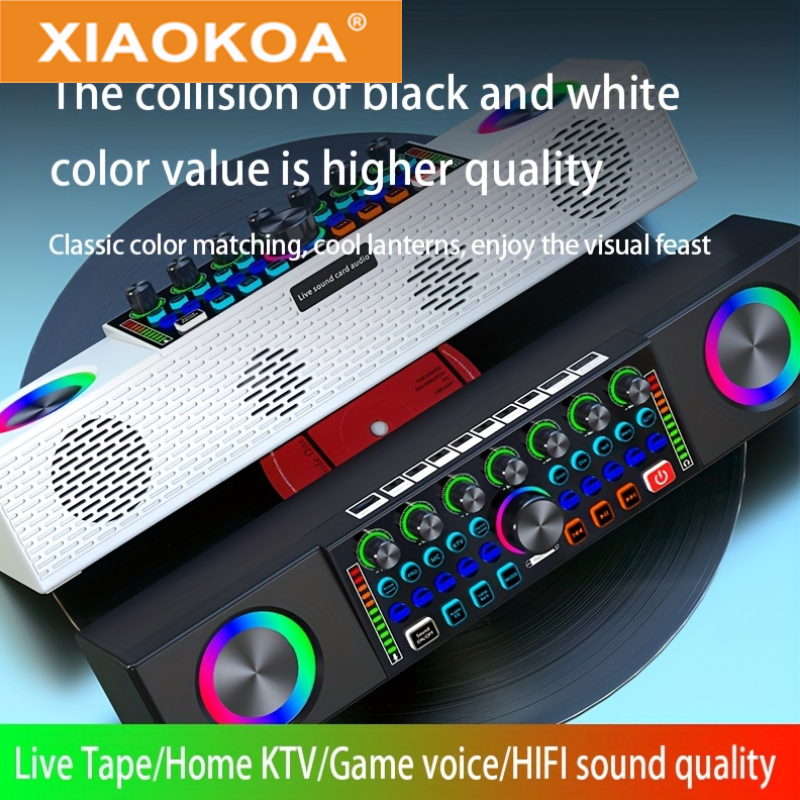 XIAOKOA Sound Card Sound Integrated Machine With RGB Light, HIFI Sound Quality, High, Mid And Bass Adjustment Giá 999,000 Đồng*Miễn phí vận chuyển
