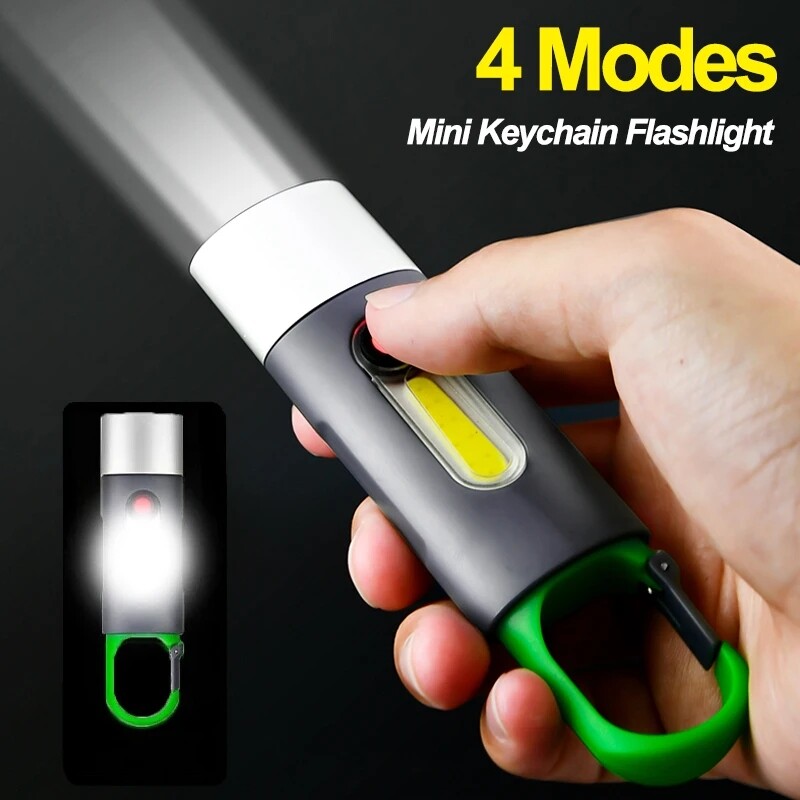Đèn pin sạc USB, xách tay mini ánh sáng cao đèn pin, móc chìa khóa Đèn làm việc, cắm trại ngoài trời Đèn Pin LED, đèn pin chống thấm nước