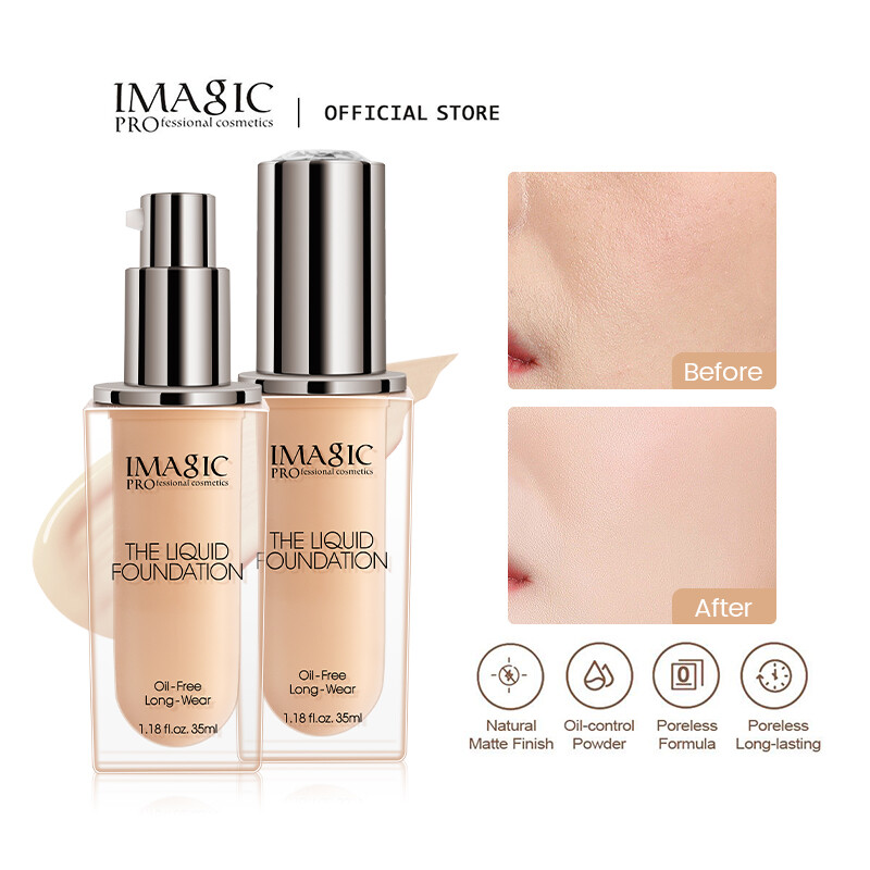 IMAGIC Kem Nền Dạng Lỏng Che Phủ Toàn Bộ Lâu Trôi 12H Che Khuyết Điểm Kem Nền Kiềm Dầu Dưỡng Ẩm Trang Điểm Mặt Nhẹ Lì Tự Nhiên