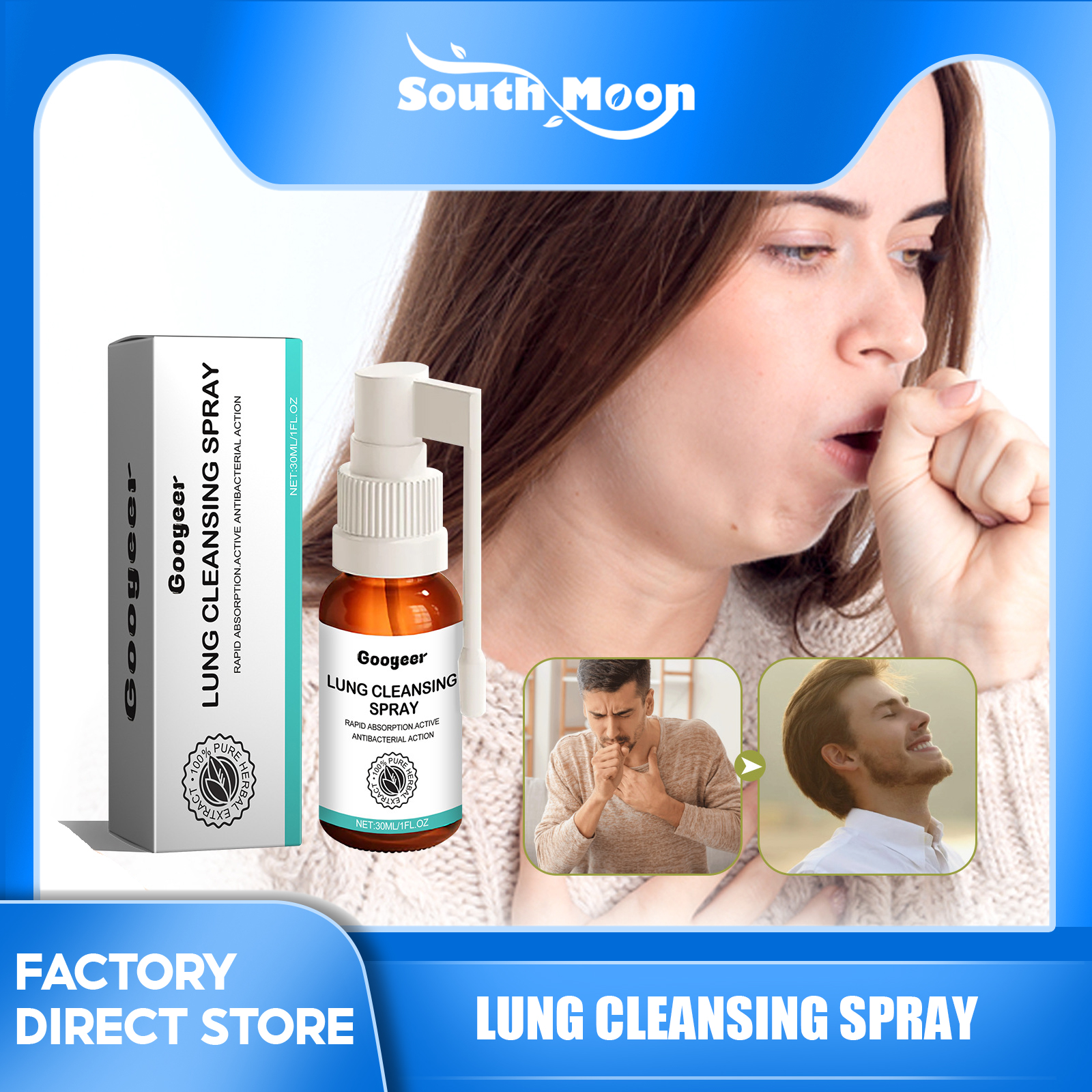 MediLisk Lung Cleansing Spray – Respiratory Support With Eucalyptus – 1 Fl Oz