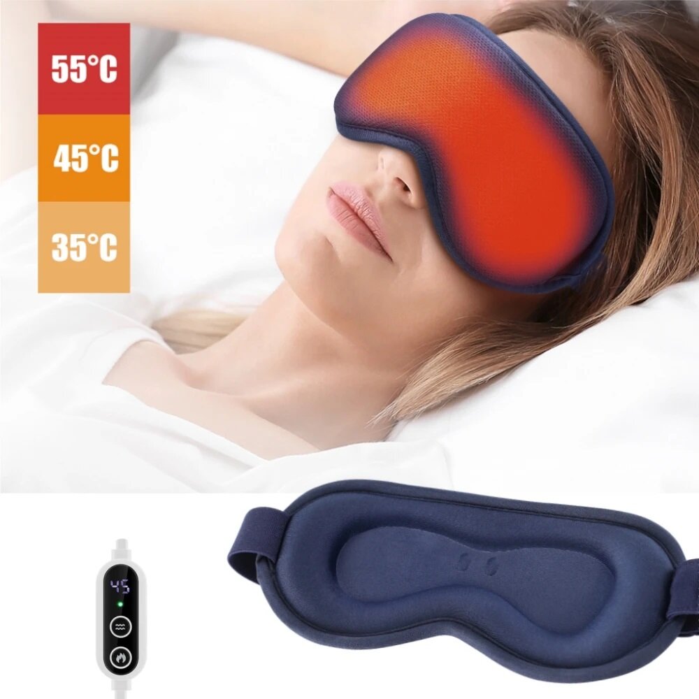 Pastsky 3D Massage Mặt nạ mắt làm nóng bằng điện Mặt nạ mắt 3 Tốc Độ Nóng Nén 6-Cấp Độ Rung Massage Relief Cải Thiện Giấc Ngủ Nóng Nén Thư Giãn giảm đau Cho Mặt nạ ngủ