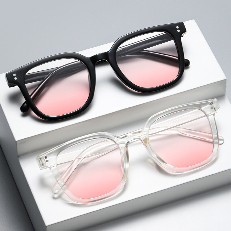 【ZNBY】Black Frame Comes with Blush Glasses Female Wind Sunglasses Gradient Powder Large Frame Glasses