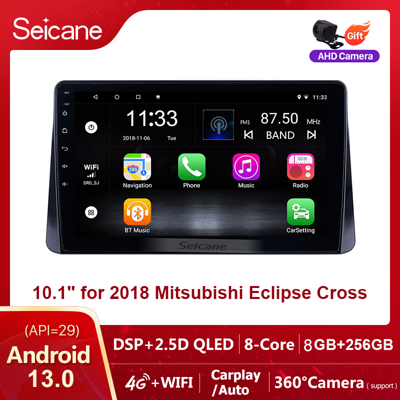 Seicane Android 13.0 Car Multimedia Player GPS 10.1inch QLED Touchscreen for 2018 Mitsubishi Eclipse Cross GPS Navigation Bluetooth Car Audio System Support Mirror Link 4G WiFi Carplay Netflix PlayStore ราคา 3,900 บาท*ส่งฟรี