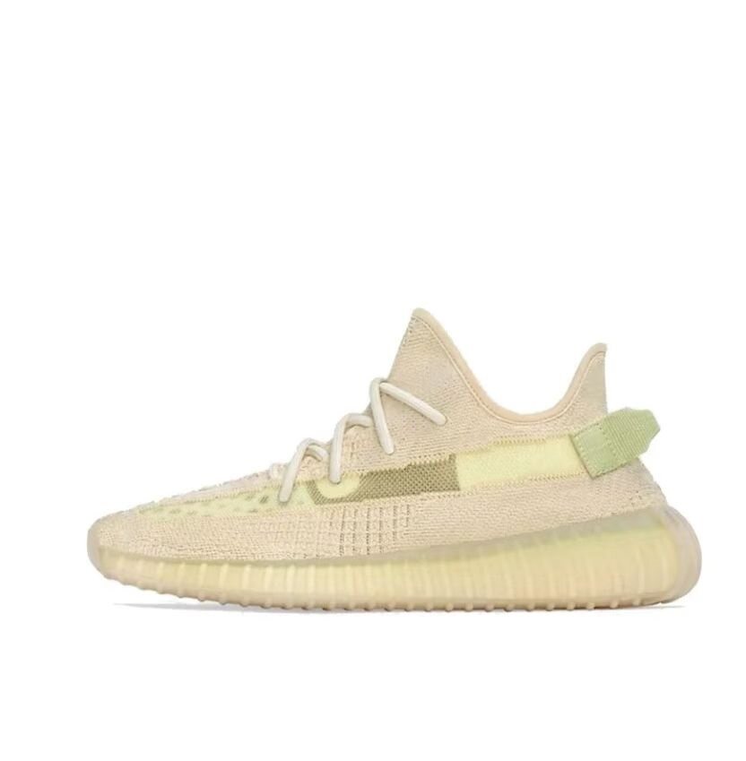 Original Adidas Men's Sports Shoes Yeezy Boost 350 V2 Asian Linen "Linen" Shock Absorption Non-wear Anti-slip Casual Sports Shoes Unisex Linen Yellow Sneakers