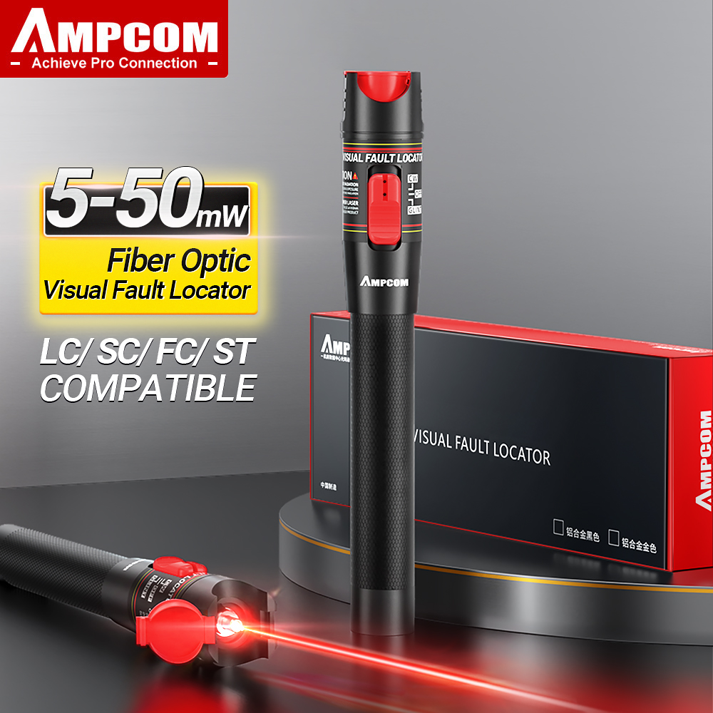 AMPCOM Visual Fault Locator Fiber Optic Cable Tester Red Light 5-50mW Pen Type Visual Fault Locator ราคา 279 บาท*ส่งฟรี