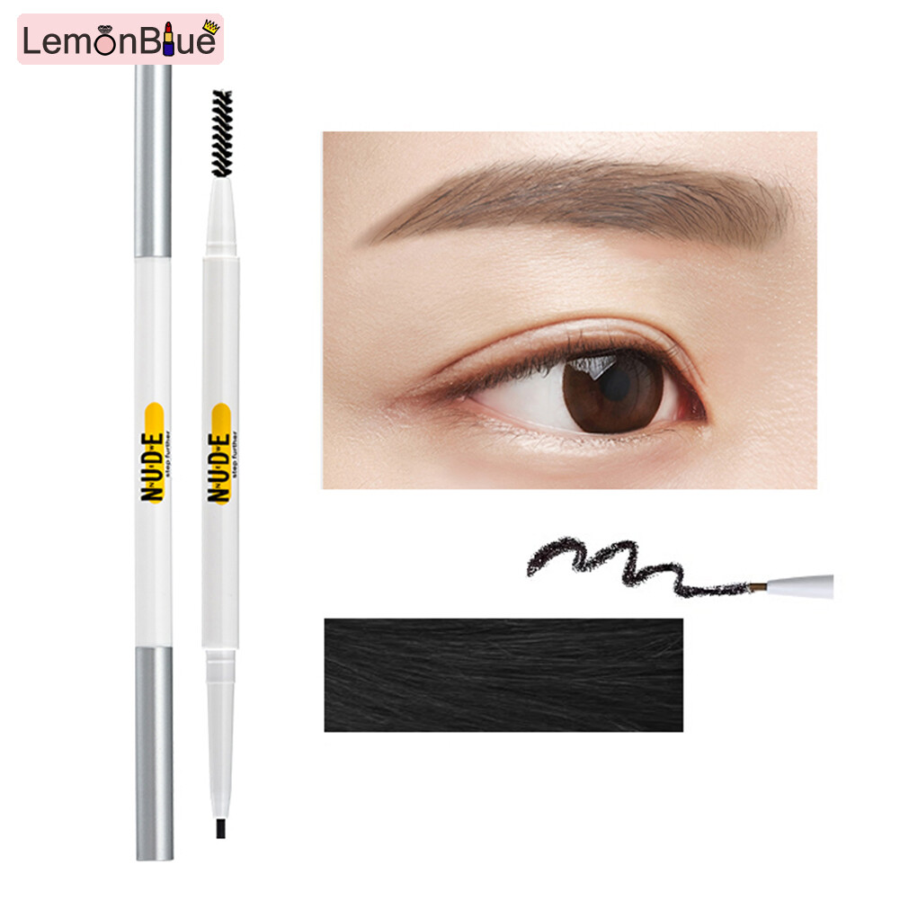 Gambar Lemonblue Kening Pen Berus Kepala Kepala Dua Kepala Tahan Lama Kalis Air Kalis Air Mudah Alih untuk Wanita Solek Mata