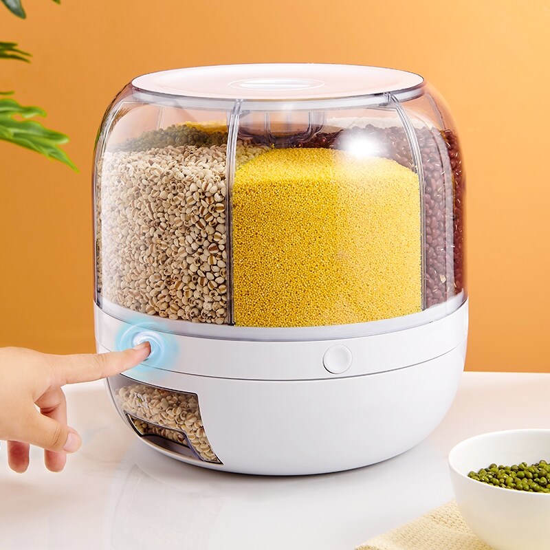 Gambar Grain rotation ricer box household receive a case insect resistant food grade rice box cylinder seal divided storage tanks