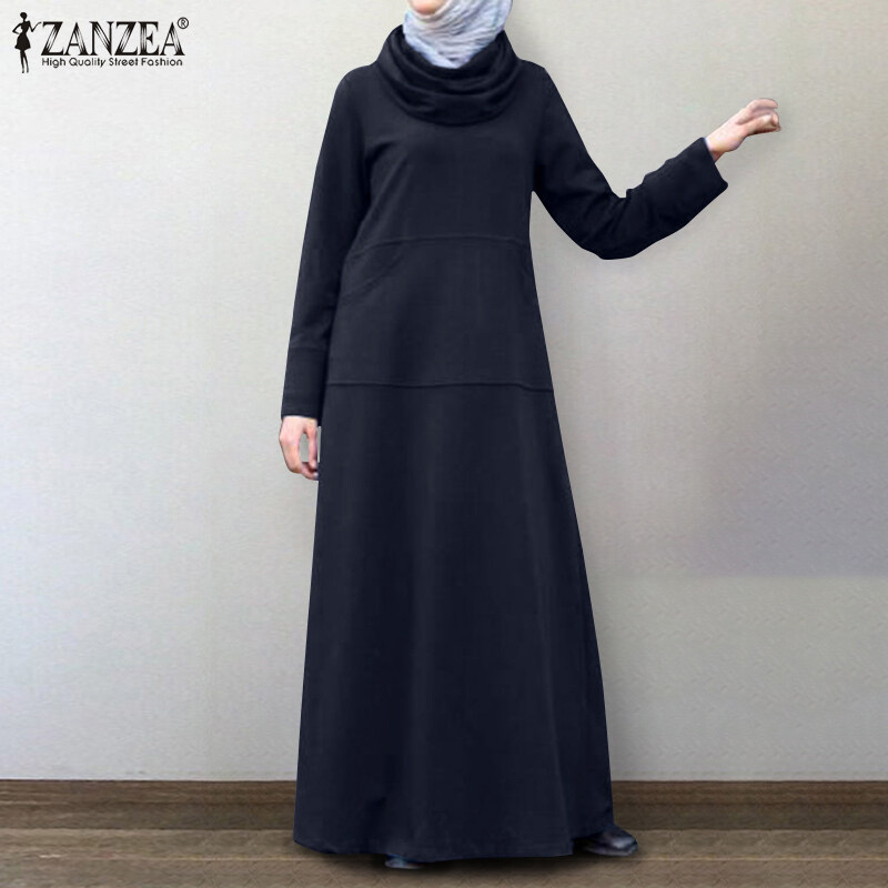 Women Muslim Abaya Jilbab Kaftan Maxi Dress Retro Full Length Shirt Sundress NEW