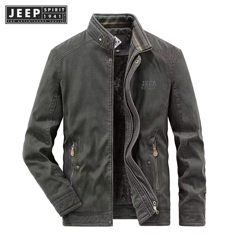  Jeep Spirit 1941 estd Áo Khoác Nam Áo khoác dày sang trọng Áo khoác dáng rộng ngoại cỡ nam Áo khoác cotton quá khổ chống gió 