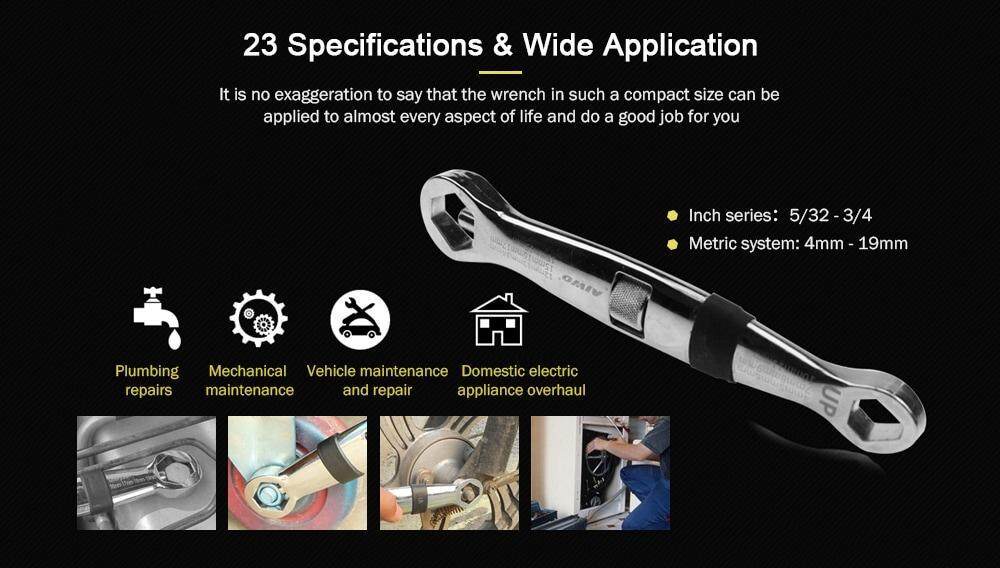 23-in-1 Multifunctional Adjustable Universal Socket Wrench- Platinum