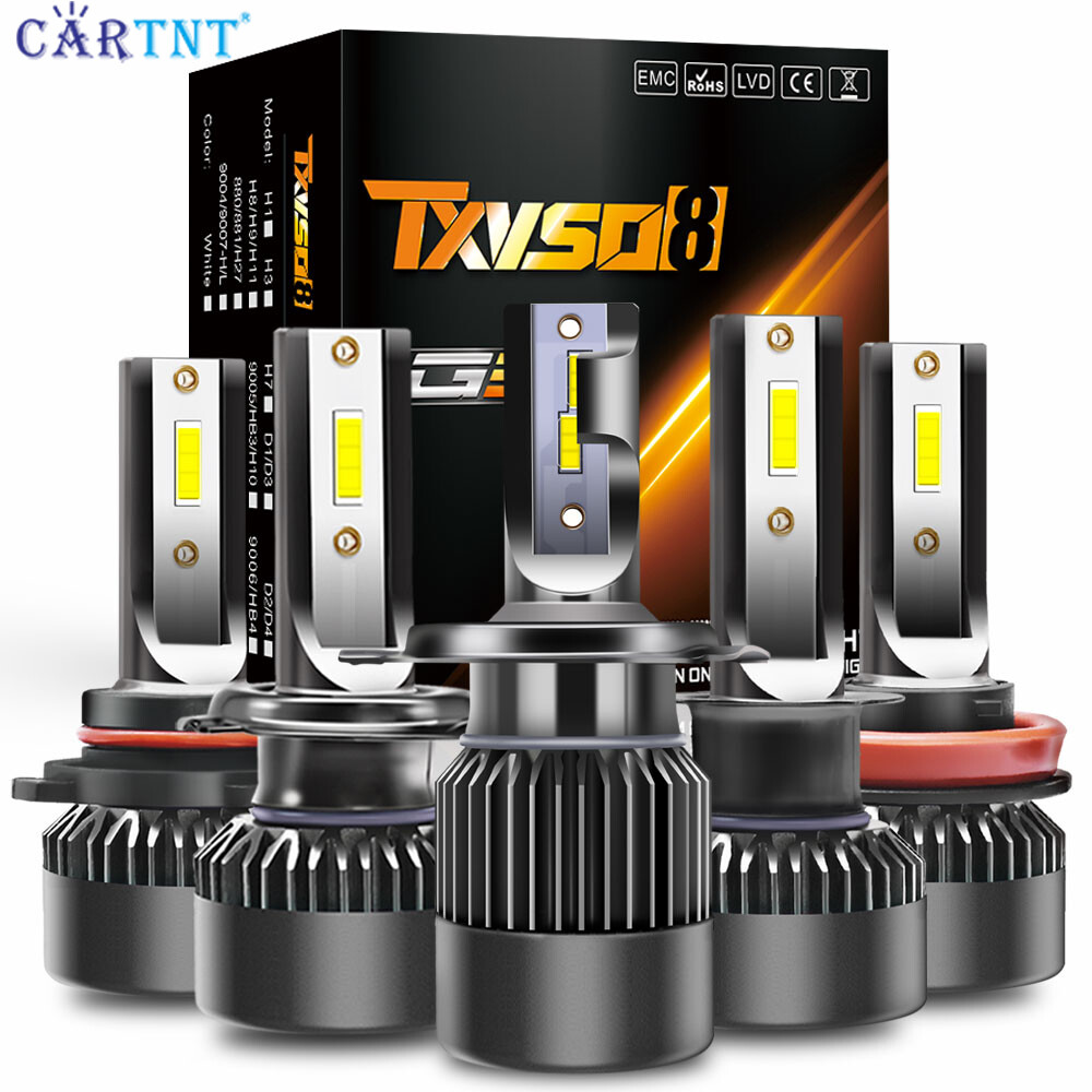 Cartnt 1 cặp đèn led atuo h4 led h7 20000lm h1 h8 h11 siêu sáng cho bóng đèn pha ô tô bóng đèn led hb3 hb4 9005 9006 9012 hir2 120w 12v