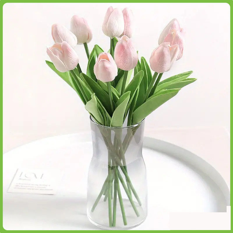 Ourhome [Artificial Tulips] 1 Piece Artificial Flowers 34 cm for Wedding Decoration, Fake Flowers, Fake Tulips, White Tulips Tulip Room Decoration Flowers ราคา  12 บาท*ส่งฟรี