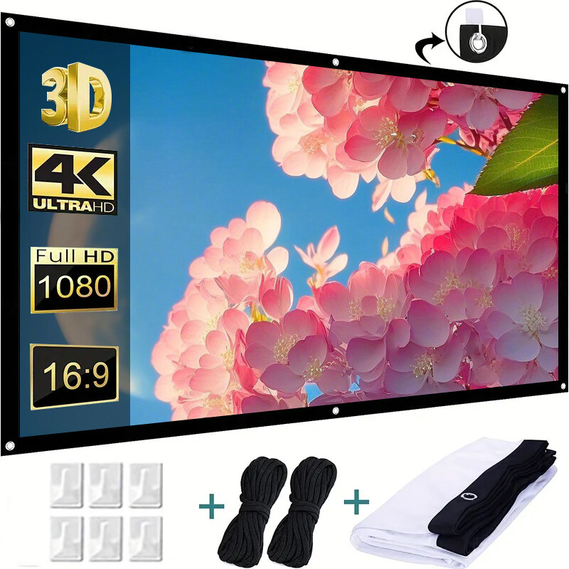 4k màn hình máy chiếu 100 inch, xách tay đơn giản mềm mại máy chiếu màn cho màn hình phim/ngoài trời/văn phòng, có thể gập lại chống-nhăn màn hình máy chiếu s cho rạp hát tại nhà trong nhà hỗ trợ hai mặt chiếu