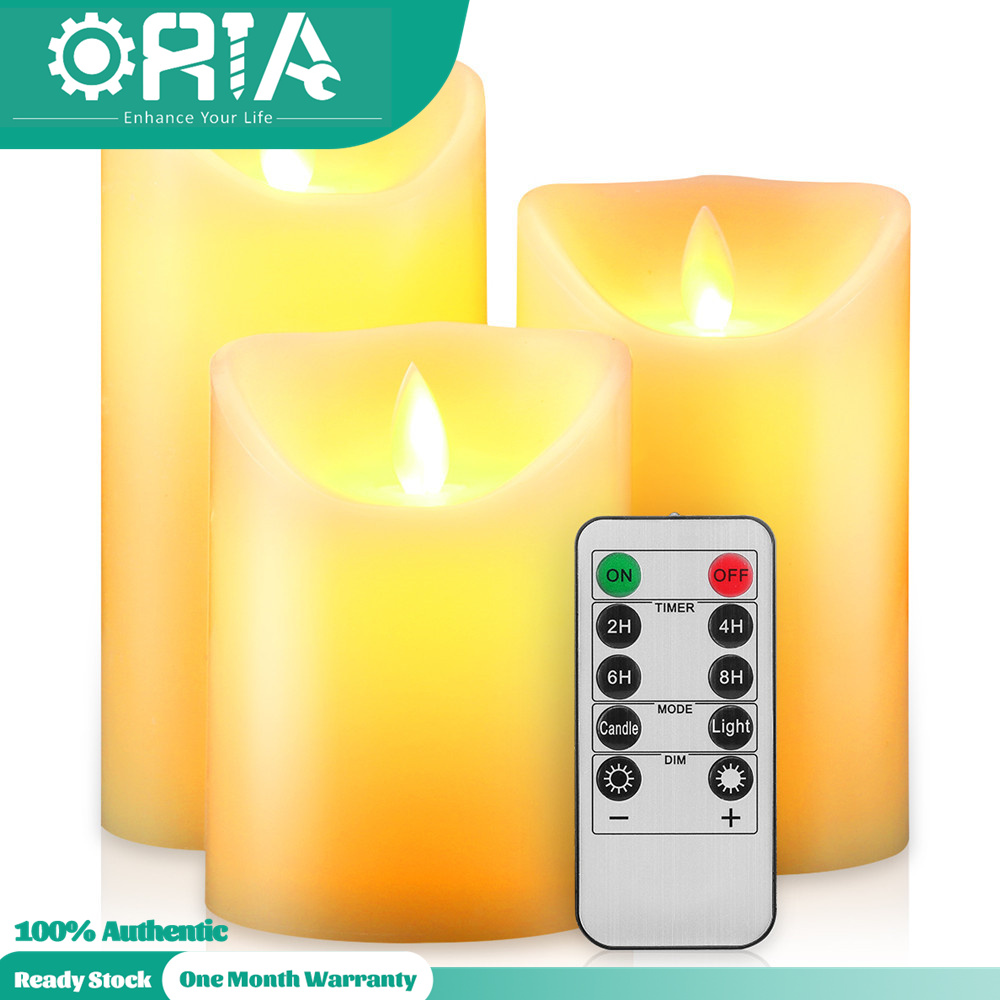 ORIA 3PCS Flameless Candles Led Tea Lights Candle Lights with Remote Sensor for Wedding Thanksgiving Halloween Christmas Party Festival Decoration