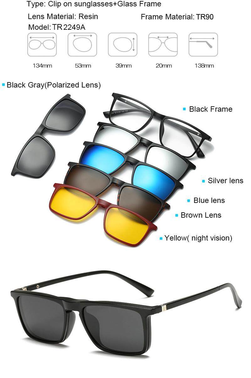 JOSEJINN TR90 Magnetic Sunglasses Polarized Clip On 5 in 1 Magnet  eyeglasses TR2249 Model | Lazada PH