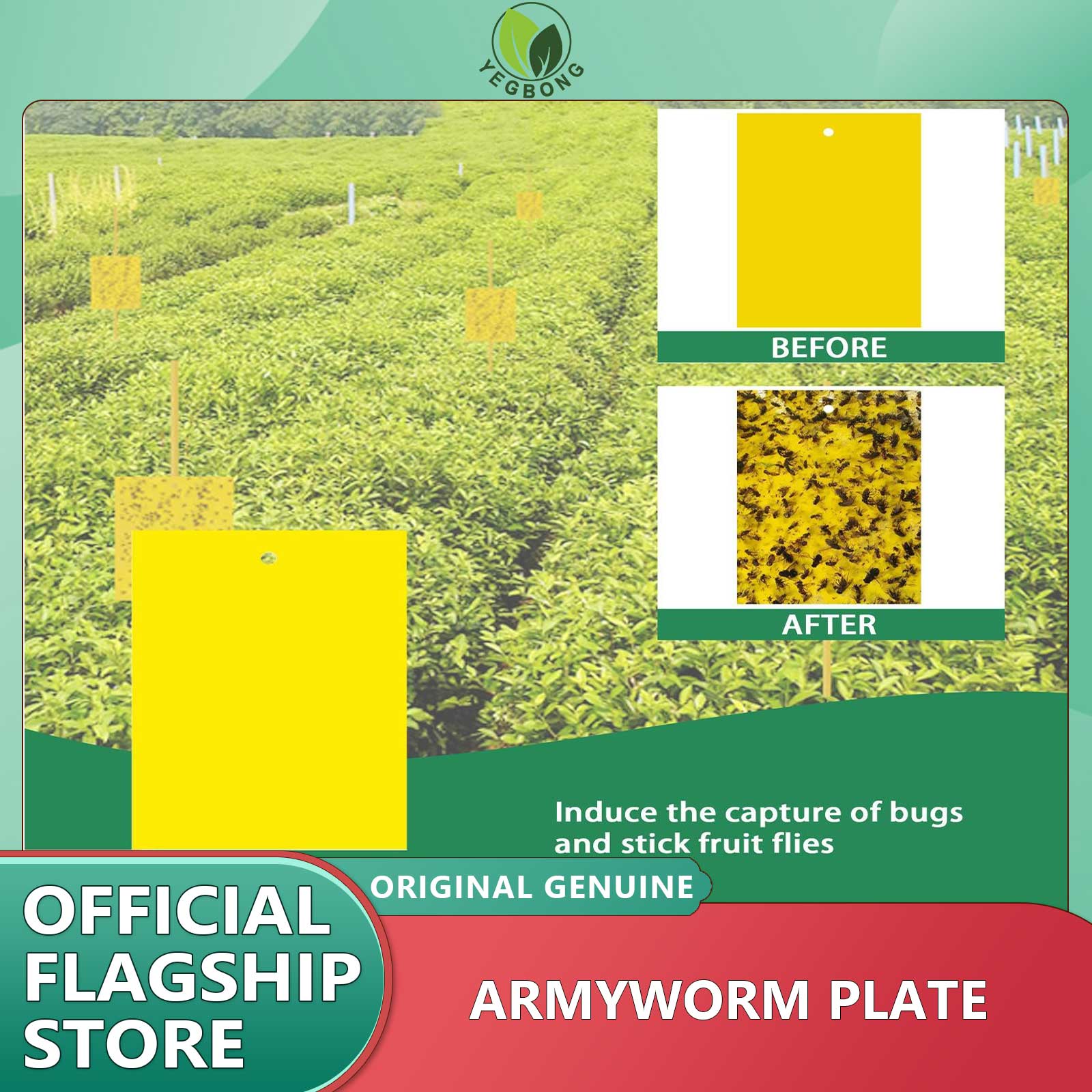 YEGBONG 10PCS Yellow Double-sided Strong Flycatcher Sticker Insect Aphids Catcher Bug Insect Trap Plate Pest Trap Garden Plant Protection Double Sided Armyworm Board Insectinducing Board Insectstained Greenhouses Yellow Board ราคา 226 บาท*ส่งฟรี