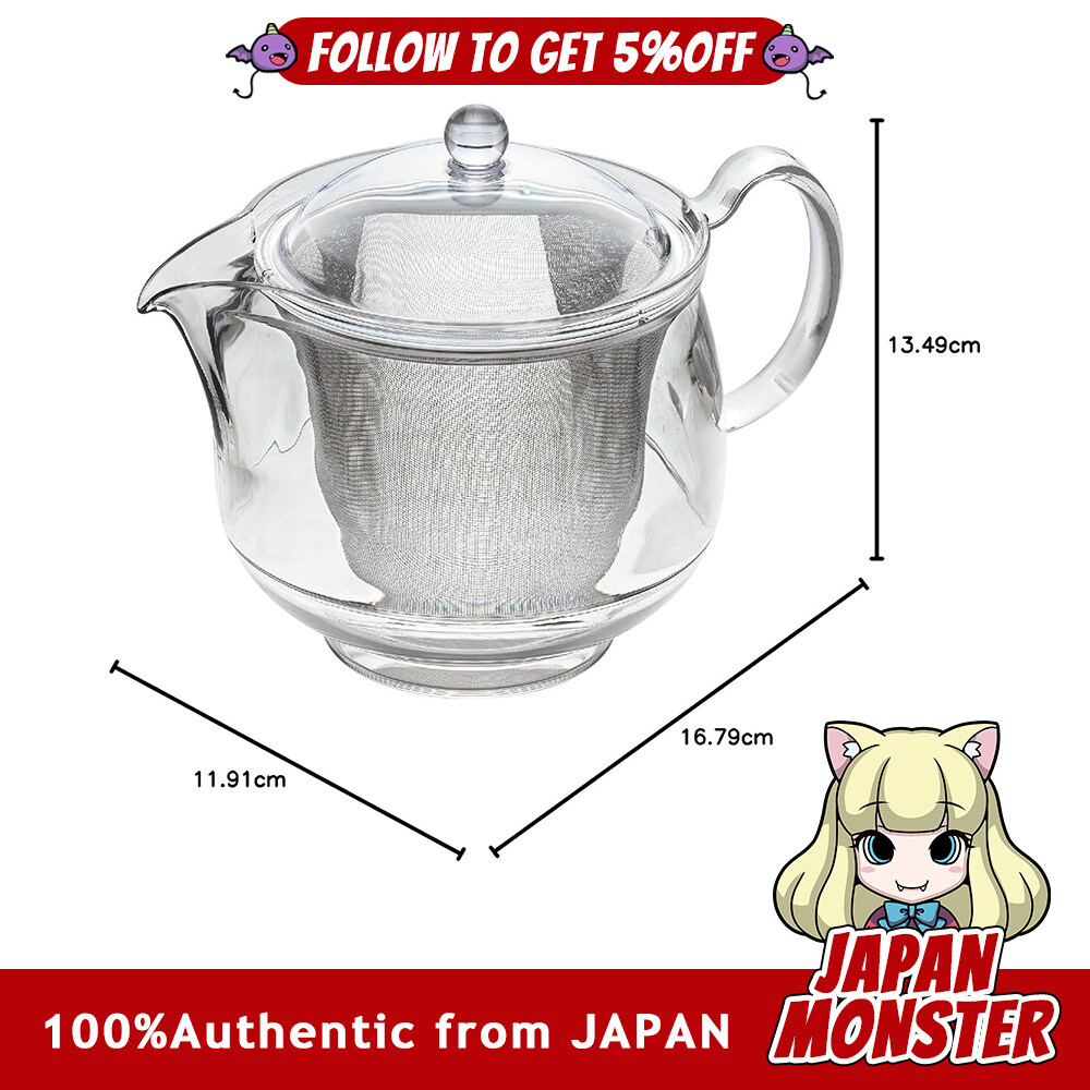 Akebono Sangyo Lightweight and Unbreakable Teapot 730ml Tritan Resin Clear Teapot Stainless Mesh LL Size Made in Japan TW 3723 Japan