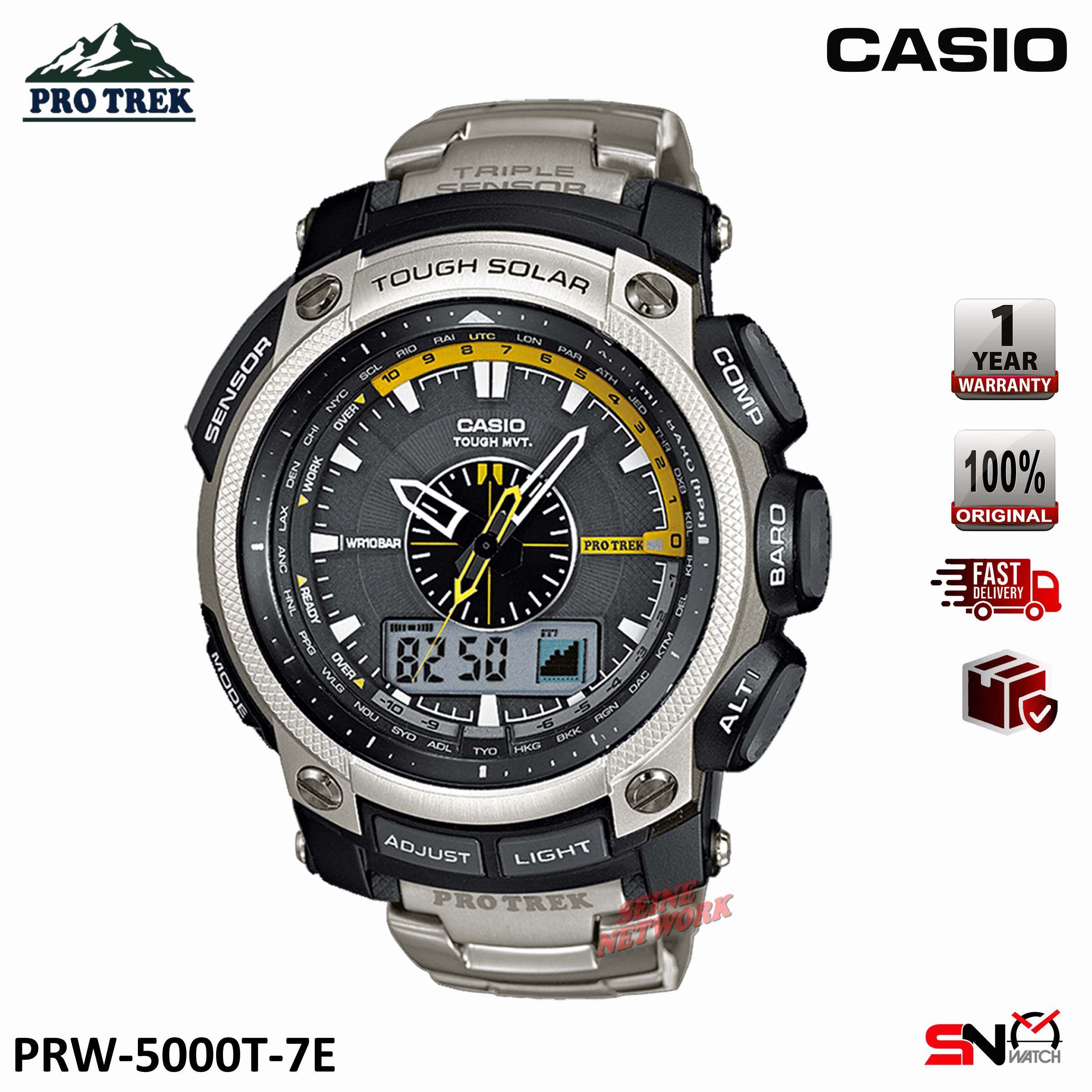 Casio Protrek PRW-5000T Tough Solar Triple Sensor Analog Digital Titanium  Band Men Sport Watch | Lazada