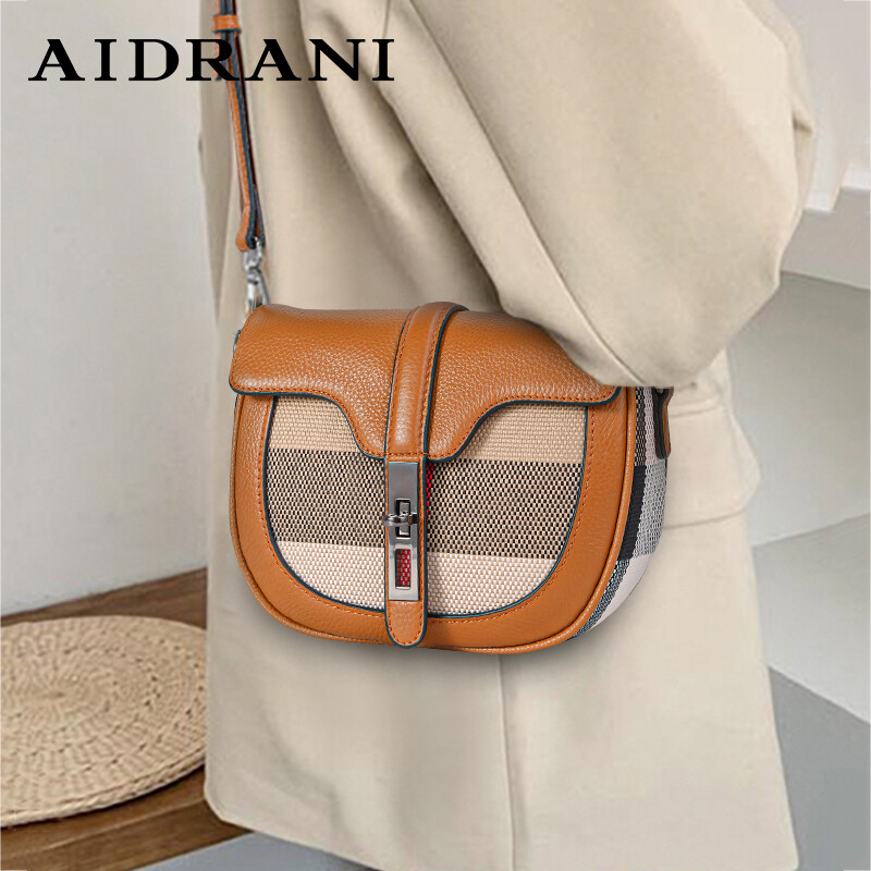 AIDRANI Leather small bag saddle bag women's summer high-grade texture niche cowhide shoulder Messenger bag ราคา 1,330 บาท*ส่งฟรี