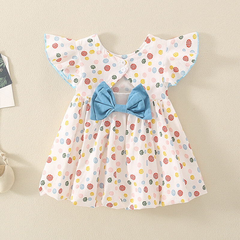 Colorful Small Floral Baby Girl Dresses Summer New Ruffle Small Fly Sleeve