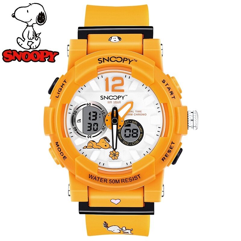 Snoopy watch xem trẻ em ban đầu hiển thị thời gian Kép Đồng hồ đeo tay Quartz thể thao dẫn ánh sáng đen đa năng cậu bé cô gái thanh niên Quà Tặng sinh viên Đồng hồ