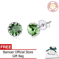 BAMOER Birth Stone AAA Cubic Zircon Stud Earring 925 Sterling Silver Birthstone Ear Stud April Gifts Silver Jewelry SCE862