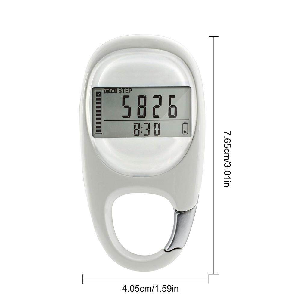 Walking 3D Pedometer with Carabiner Fitness Tracker Digital Display Walk Motion Step Calorie Distance Counter for Jogging Hiking
