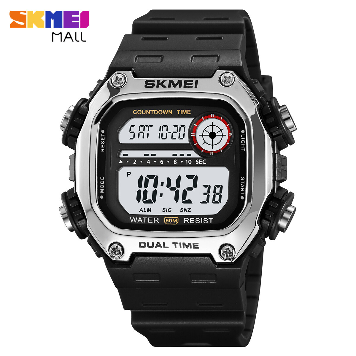 SKMEI 2126 Nam Hai Thời Gian Đồng hồ thể thao Tuổi Teen Dây đeo Silicon Báo Thức Hàng Giờ Chime Chronograph Đếm Ngược 50M Không Thấm Nước